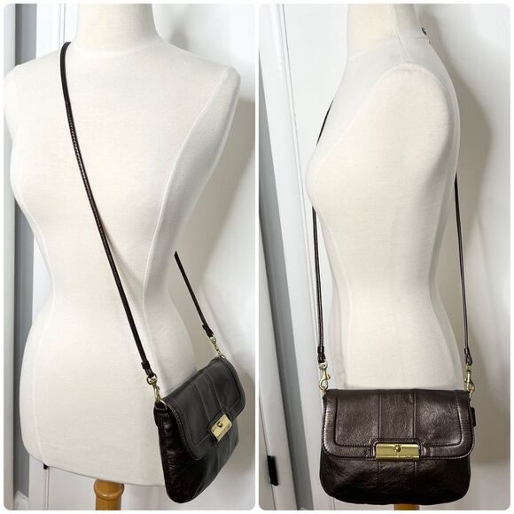 NWOT Coach Kristin Metallic Leather Crossbody Bag 45128 Bronze Brown Brass Gold - Picture 2 of 10